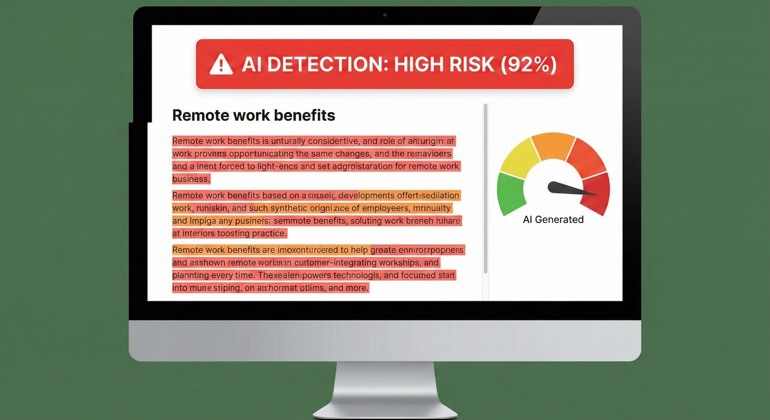 Raw AI text failing detection test